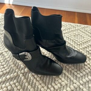 Brighton Black Leather Ankle Boots